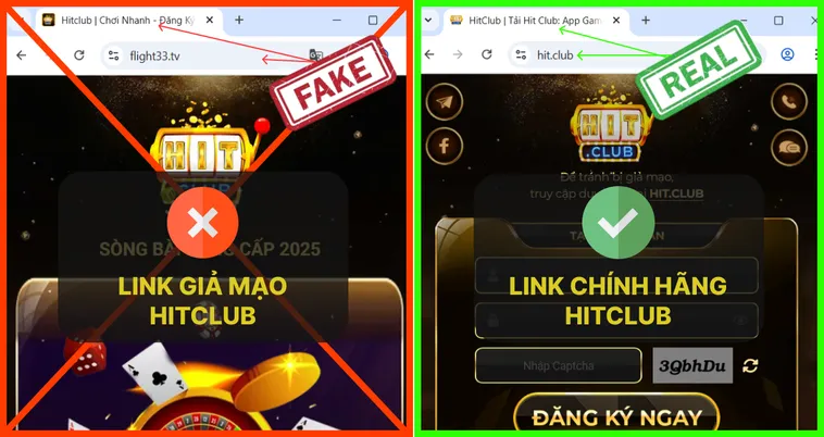 Vạch Trần Lừa Đảo Cách Nhận Biết Nhà Cái HitClub Chính Thức 2 Link thật Hit.Club ngắn gọn, dễ đọc, còn link giả Hit.Club dài, chứa ký tự đặc biệt hoặc số rối.